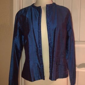 Chico’s Iridescent Blue Silk Jacket